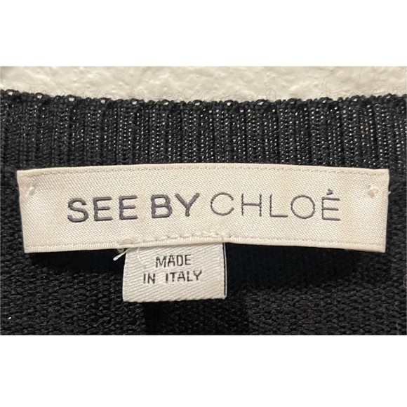 SEE BY CHLOE Lurex Blue Metallic Sweater Mini Dress - Picture 4 of 8